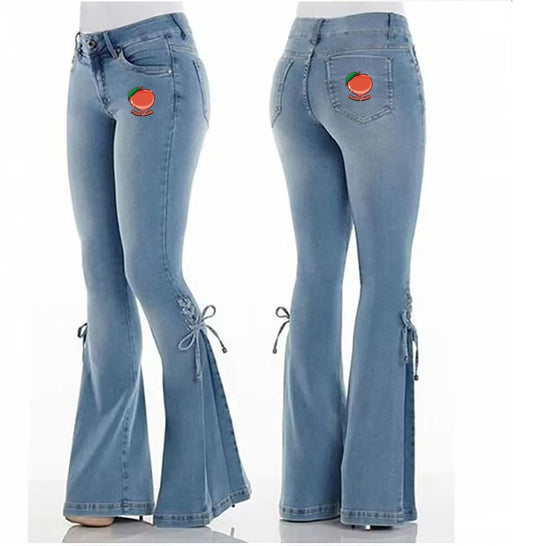 Women’s blue denim flare skinny leg jeans